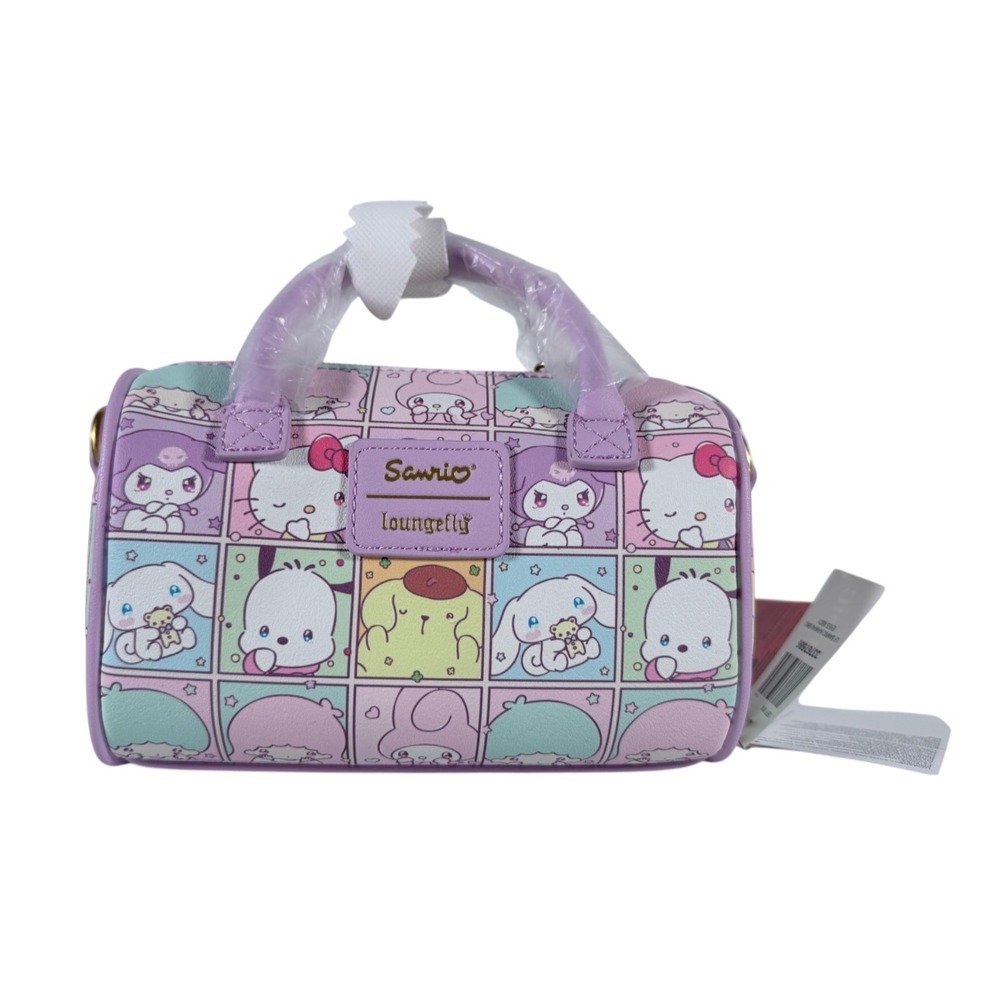 Loungefly Sanrio Comic Panel Barrel Bag Crossbody Hello Kitty My Melody Kuromi